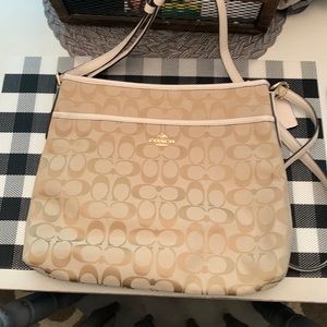 Coach Tan and Gold large crossbody purse